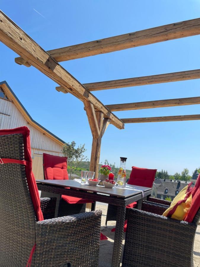 Chalet-Ferienwohnung Giebeltraum, 115 Qm, Wellness/Fitness/Sauna - Bergroedelhof Feilitzsch Buitenkant foto